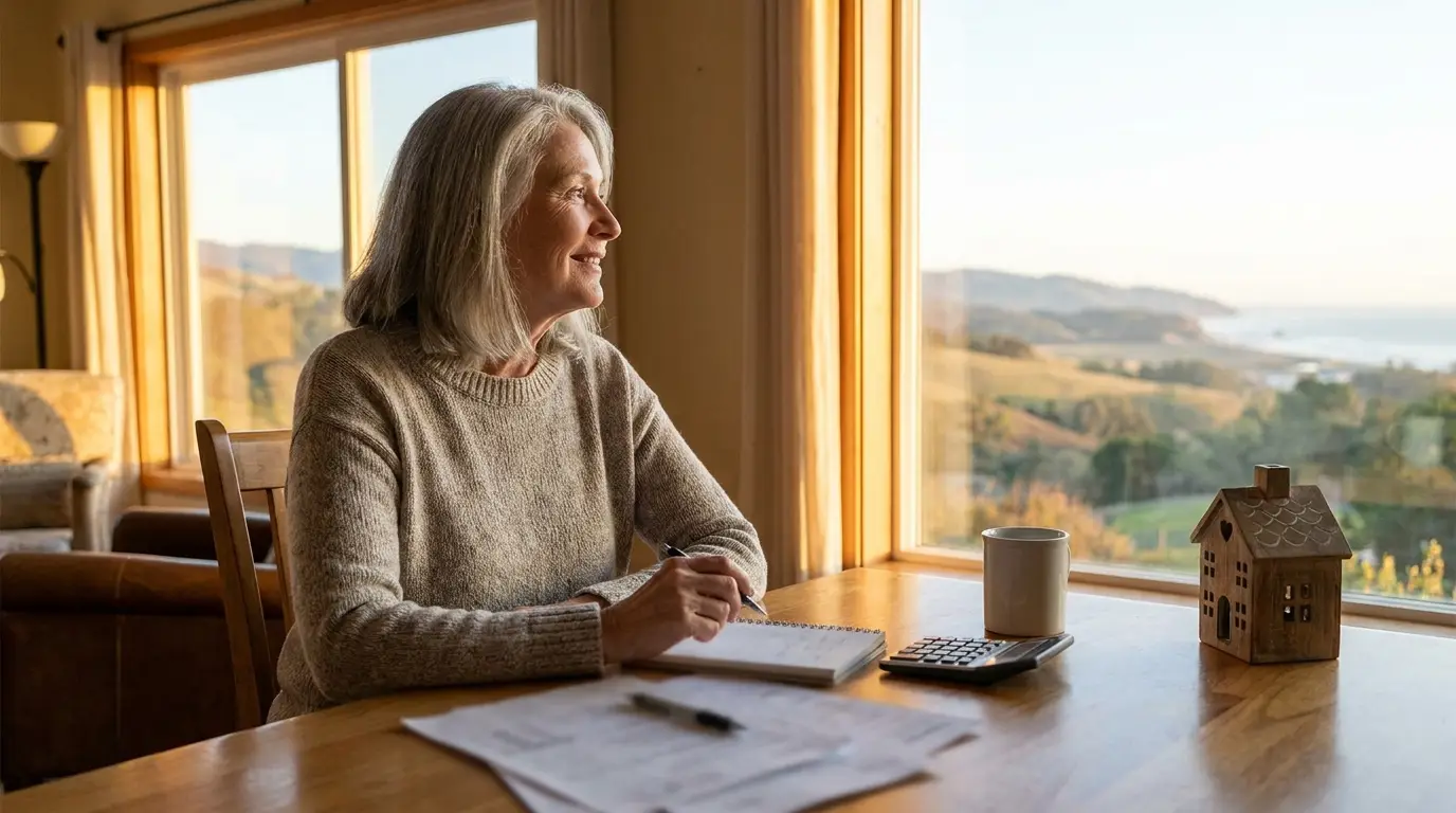 An older Californian planning retirement income at home